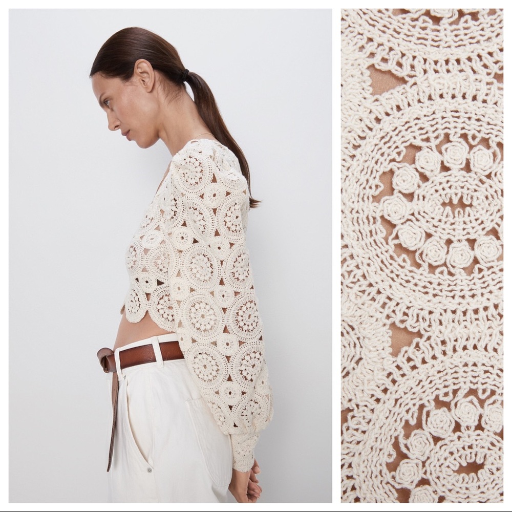 NWT. Zara Cream Textured Wave Top. Size M. - Picture 3 of 8